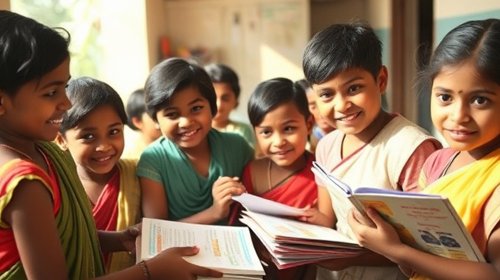 गरीब बच्चों के लिए शिक्षा सामग्री वितरण